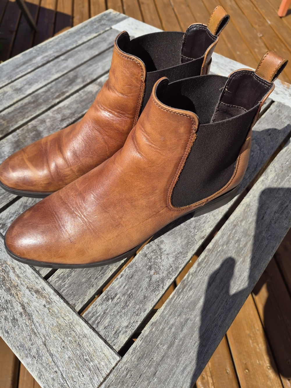 Women's ALDO Kyren Brown Genuine Leather Chelsea Boots Made In Portugal 9 US